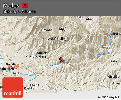 Shaded Relief Panoramic Map of Malas