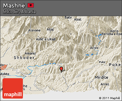 Shaded Relief Panoramic Map of Mashnë