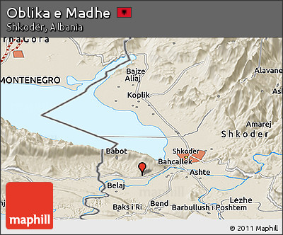 Shaded Relief Panoramic Map of Oblika E Madhe