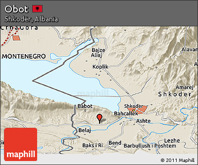 Shaded Relief Panoramic Map of Obot