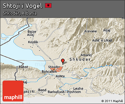 Shaded Relief Panoramic Map of Shtoji I Vogël