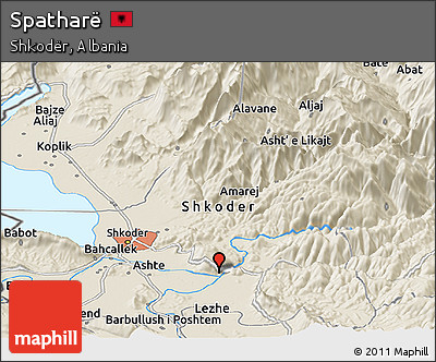 Shaded Relief Panoramic Map of Spatharë