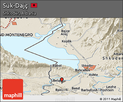 Shaded Relief Panoramic Map of Suk-Dajç
