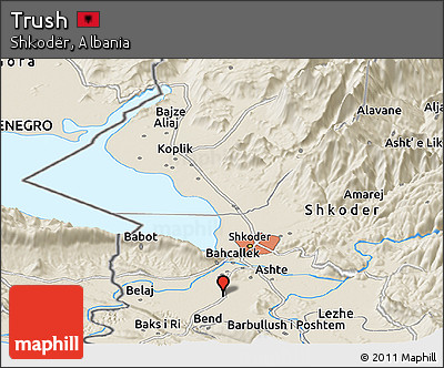 Shaded Relief Panoramic Map of Trush