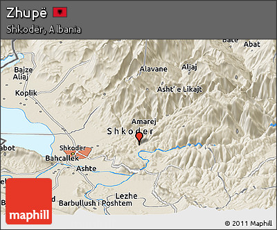 Shaded Relief Panoramic Map of Zhupë