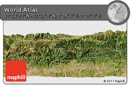 Satellite Panoramic Map of the Area around 42° 9' 30" N, 1° 46' 29" E