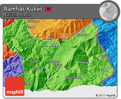 Political 3D Map of Ramhas-Kukës