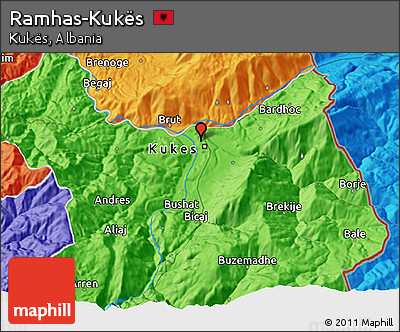 Political 3D Map of Ramhas-Kukës