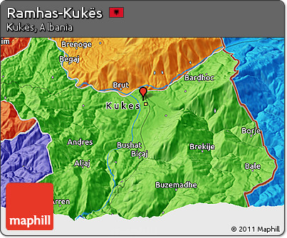 Political 3D Map of Ramhas-Kukës