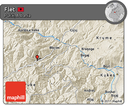 Shaded Relief 3D Map of Flet