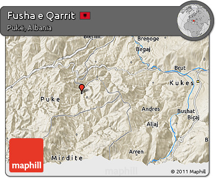 Shaded Relief 3D Map of Fusha E Qarrit