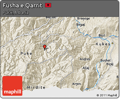 Shaded Relief 3D Map of Fusha E Qarrit
