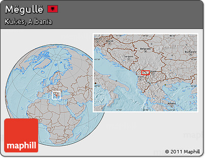Gray Location Map of Mëgullë, hill shading
