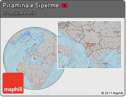 Gray Location Map of Pitamina E Sipërme, hill shading