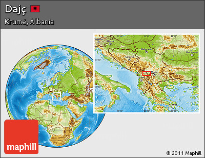 Physical Location Map of Dajç