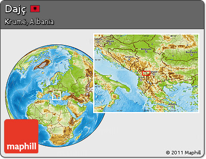 Physical Location Map of Dajç