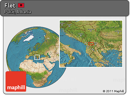 Satellite Location Map of Flet