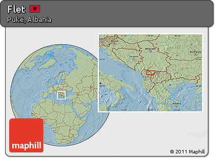 Savanna Style Location Map of Flet, hill shading