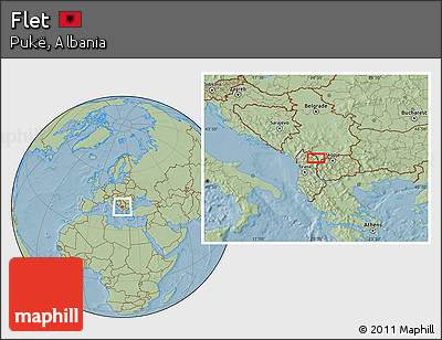 Savanna Style Location Map of Flet, hill shading