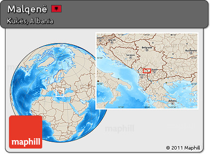 Shaded Relief Location Map of Malqenë
