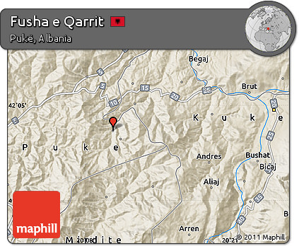 Shaded Relief Map of Fusha E Qarrit