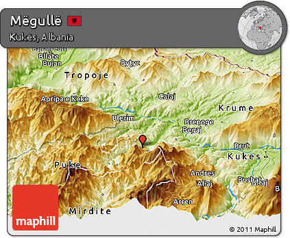 Physical Panoramic Map of Mëgullë