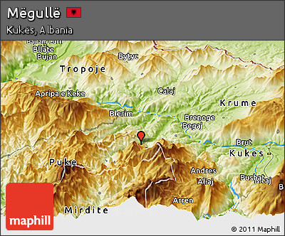 Physical Panoramic Map of Mëgullë