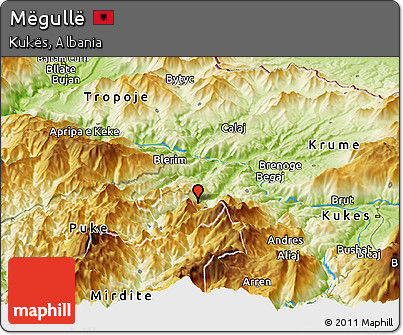 Physical Panoramic Map of Mëgullë