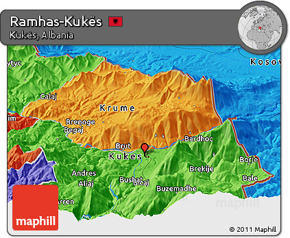 Political Panoramic Map of Ramhas-Kukës