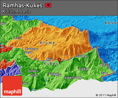 Political Panoramic Map of Ramhas-Kukës