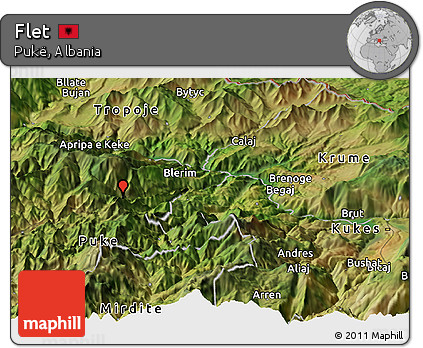 Satellite Panoramic Map of Flet