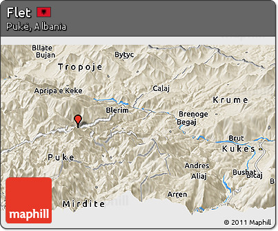 Shaded Relief Panoramic Map of Flet