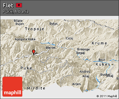 Shaded Relief Panoramic Map of Flet