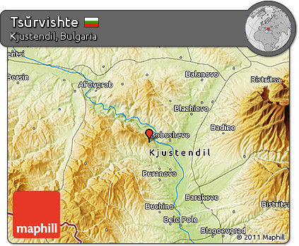 Physical 3D Map of Tsŭrvishte