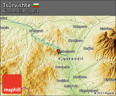 Physical 3D Map of Tsŭrvishte