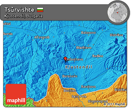 Political 3D Map of Tsŭrvishte