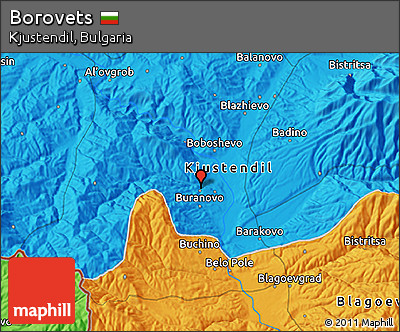 Political 3D Map of Borovets