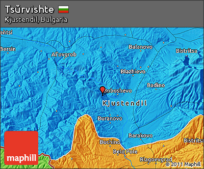 Political 3D Map of Tsŭrvishte