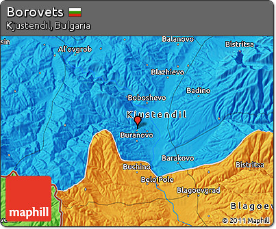 Political 3D Map of Borovets