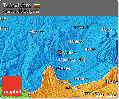 Political 3D Map of Tsŭrvishte