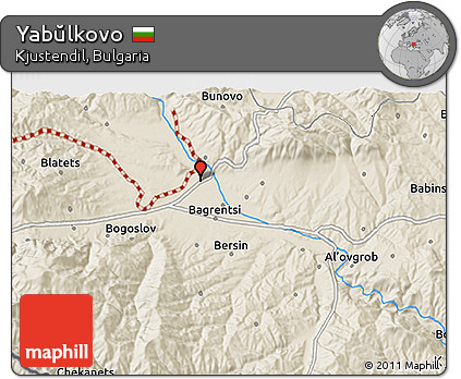 Shaded Relief 3D Map of Yabŭlkovo