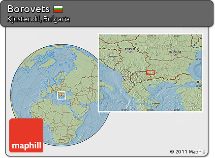 Savanna Style Location Map of Borovets, hill shading
