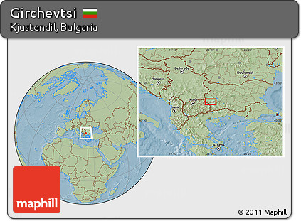 Savanna Style Location Map of Girchevtsi, hill shading