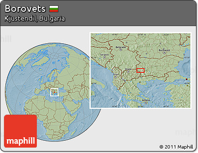 Savanna Style Location Map of Borovets, hill shading