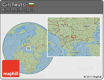 Savanna Style Location Map of Girchevtsi, hill shading