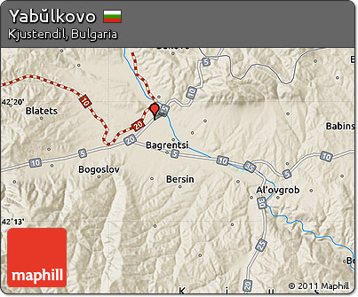 Shaded Relief Map of Yabŭlkovo