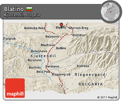 Shaded Relief Panoramic Map of Blatino