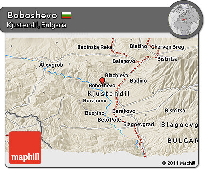 Shaded Relief Panoramic Map of Boboshevo