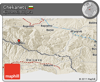 Shaded Relief Panoramic Map of Chekanets