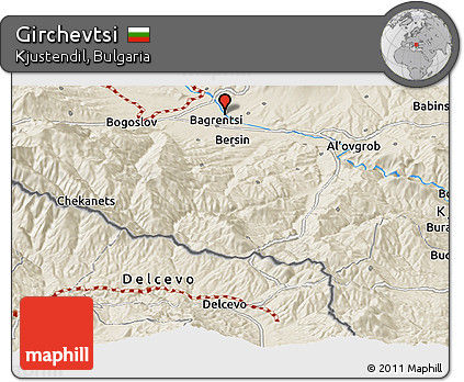Shaded Relief Panoramic Map of Girchevtsi